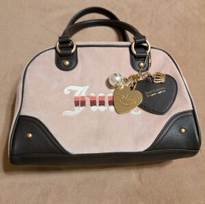 Vintage Juicy Couture "Queen Couture" Velour Satchel Bag Blush Pink
